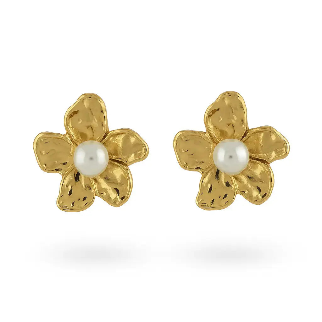 Big flower and pearl earstuds Vibestella