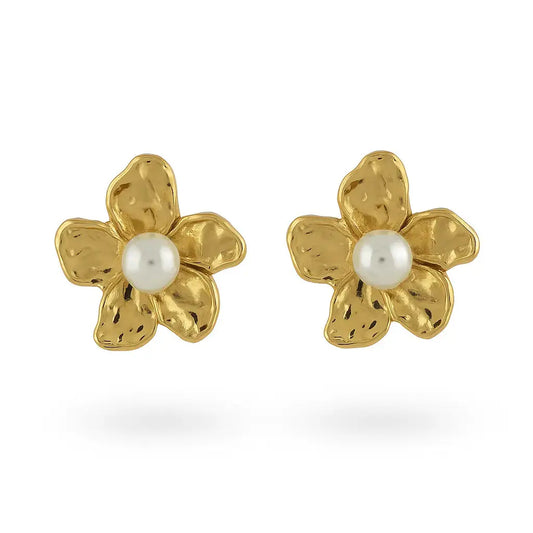 Big flower and pearl earstuds Vibestella